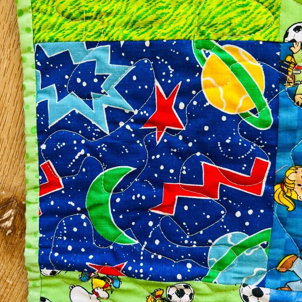 Handmade Patchwork Baby Quilt Snoopy Bob‎ Builder Dinosaur Space Blanket Novelty